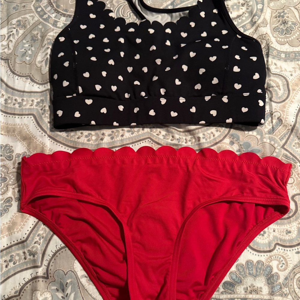 Black and Red Kate Spade Heart Bikini Set
